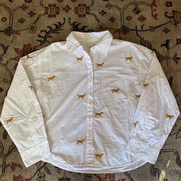 Anthropologie Dog Embroidered Button Down Shirt - Picture 3 of 6